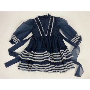 Vintage Martha's Miniatures Girls 6 Dress Full Circle Twirl Ruffles Blue Bell